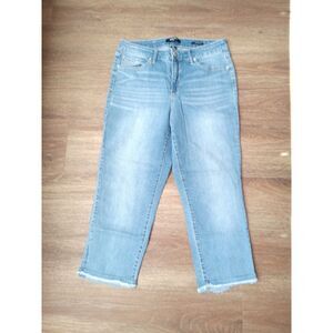 Nine West Jeans Chrystie Denim Capri Women's Size 10 Cropped Frayed Hem
